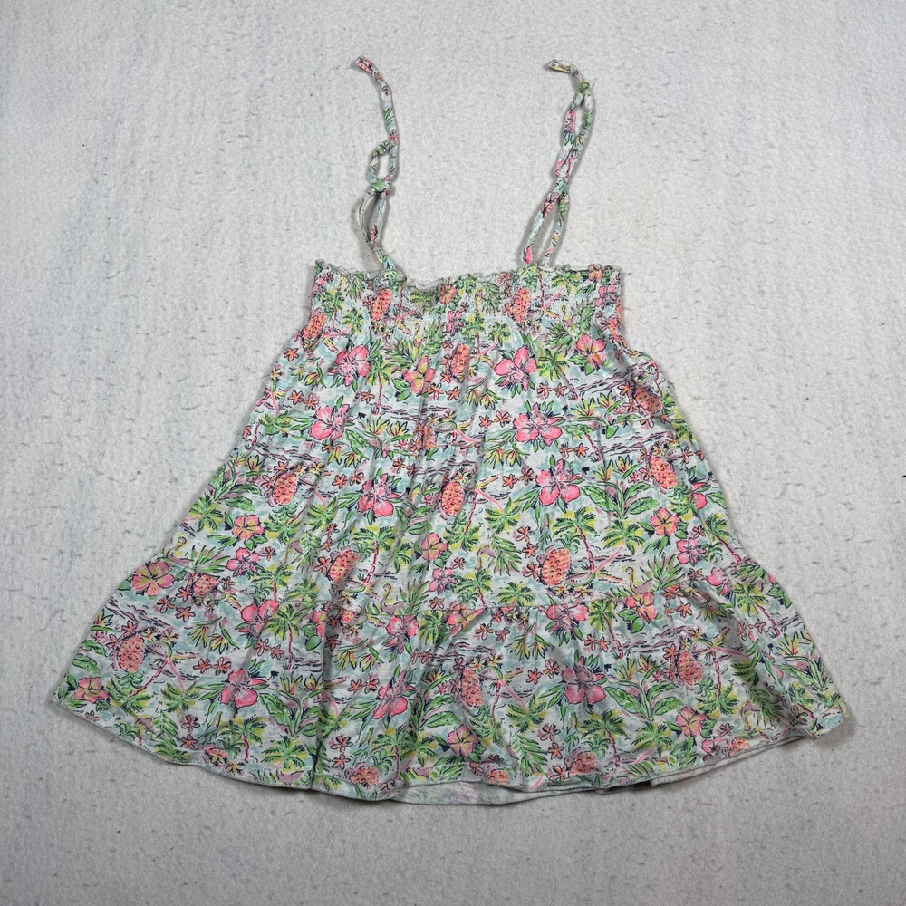 OshKosh Bgosh Girls 4T Tropical Pineapple Palm Tree Smocked Tiered Sundress